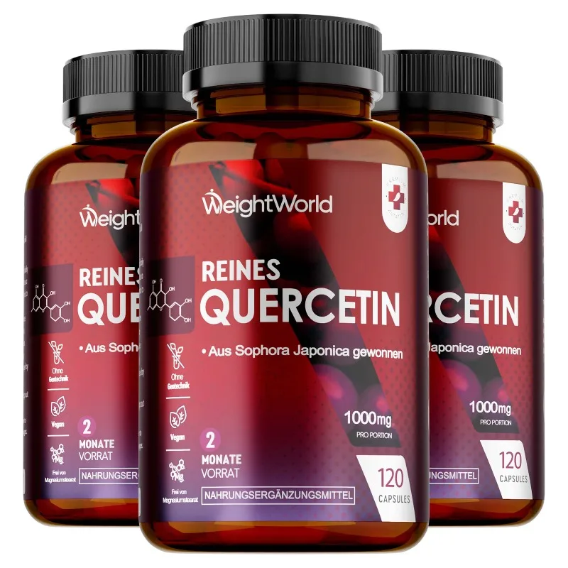 3 Bottles Quercetin Supplement - Metabolism, Antioxidant, Support Heart, Skin and Bone Health, Improves Energy and Vitality