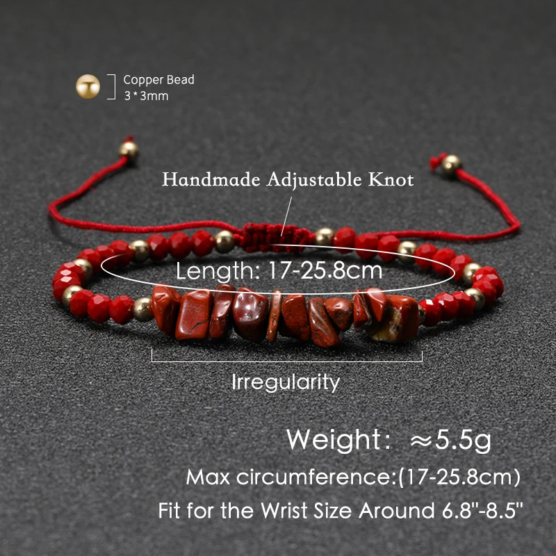 Bohemian Crystal Crushed Stone Handmade Bracelet Couple Friendship Fashion Simple Stone Beads Braided Bracelet Jewelry