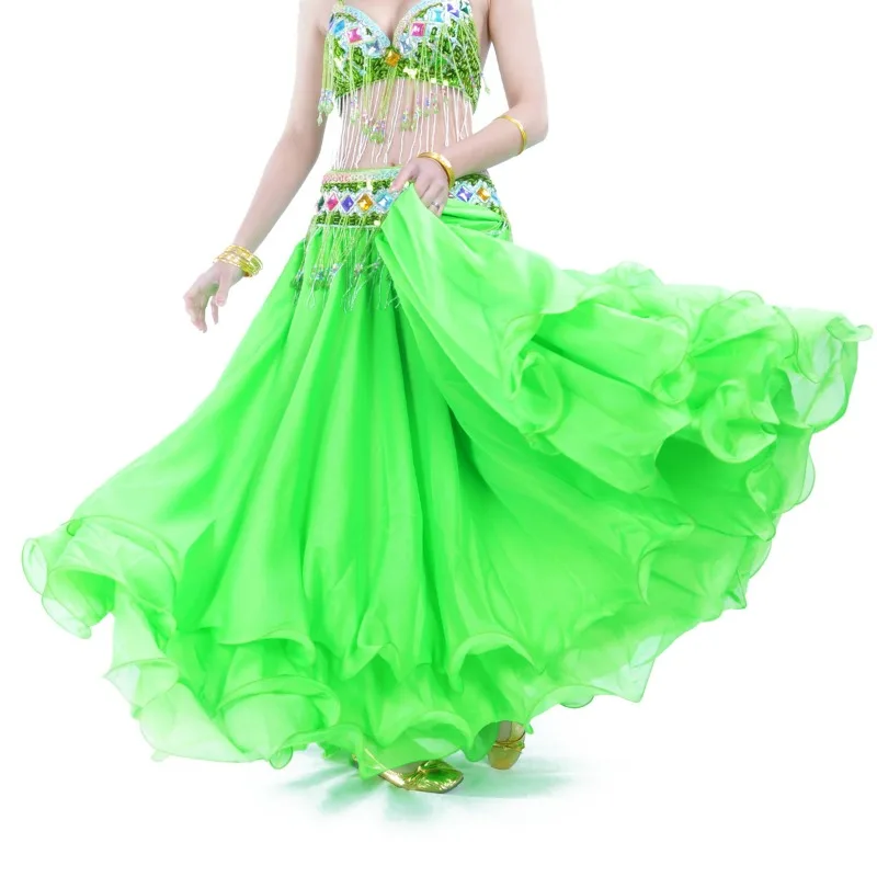 

Dancer's Three-layer Chiffon Curled Skirt Oriental Belly Dance Performance Costume Stage Performance Skirt Spanish Skirt No Belt