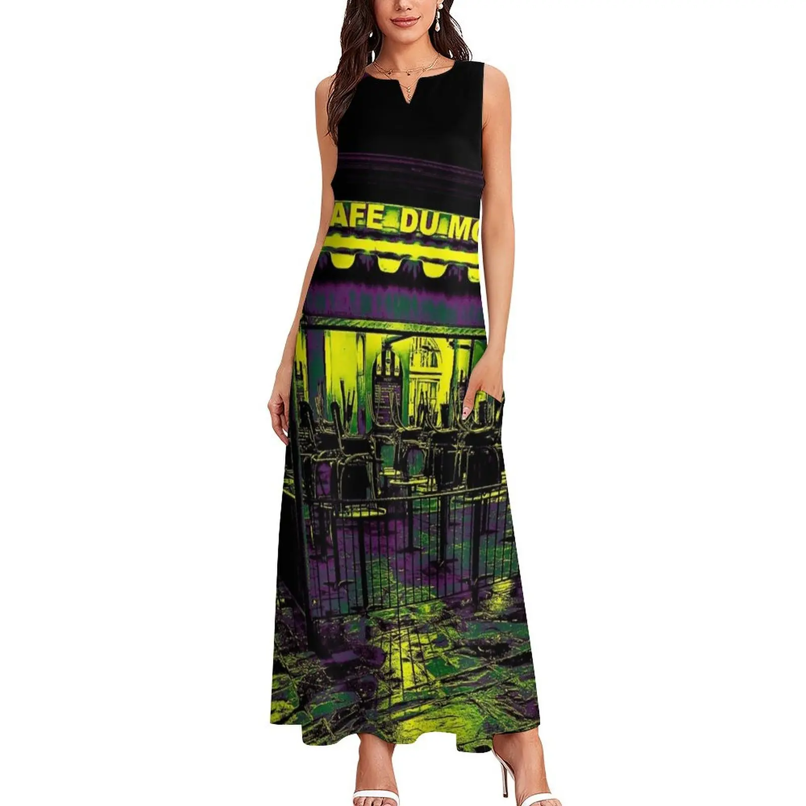 Cafe Du Monde Mardi Gras Colors Long Dress summer dresses elegant dresses plus sizes