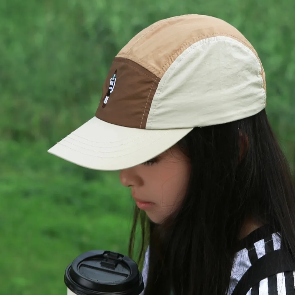 Fashion Waterproof Curved Brim Golf Hat Splicing Nylon Flat-brimmed Cap Soft Breathable Quick-drying Dad Hat Fishing