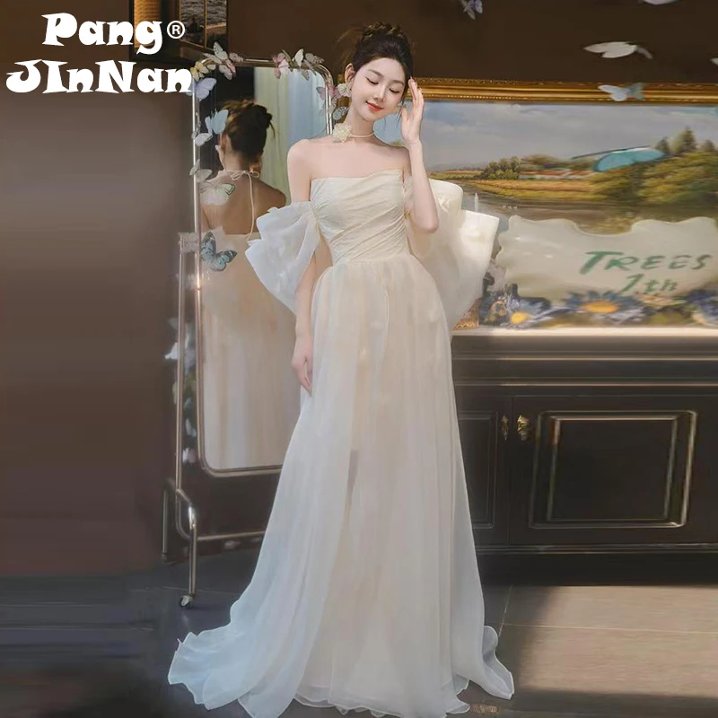 pjn-2025-new-off-shoulder-wedding-dress-bride-reception-snapshot-dresses-women-formal-cocktail-long-banquet-evening-party-dress