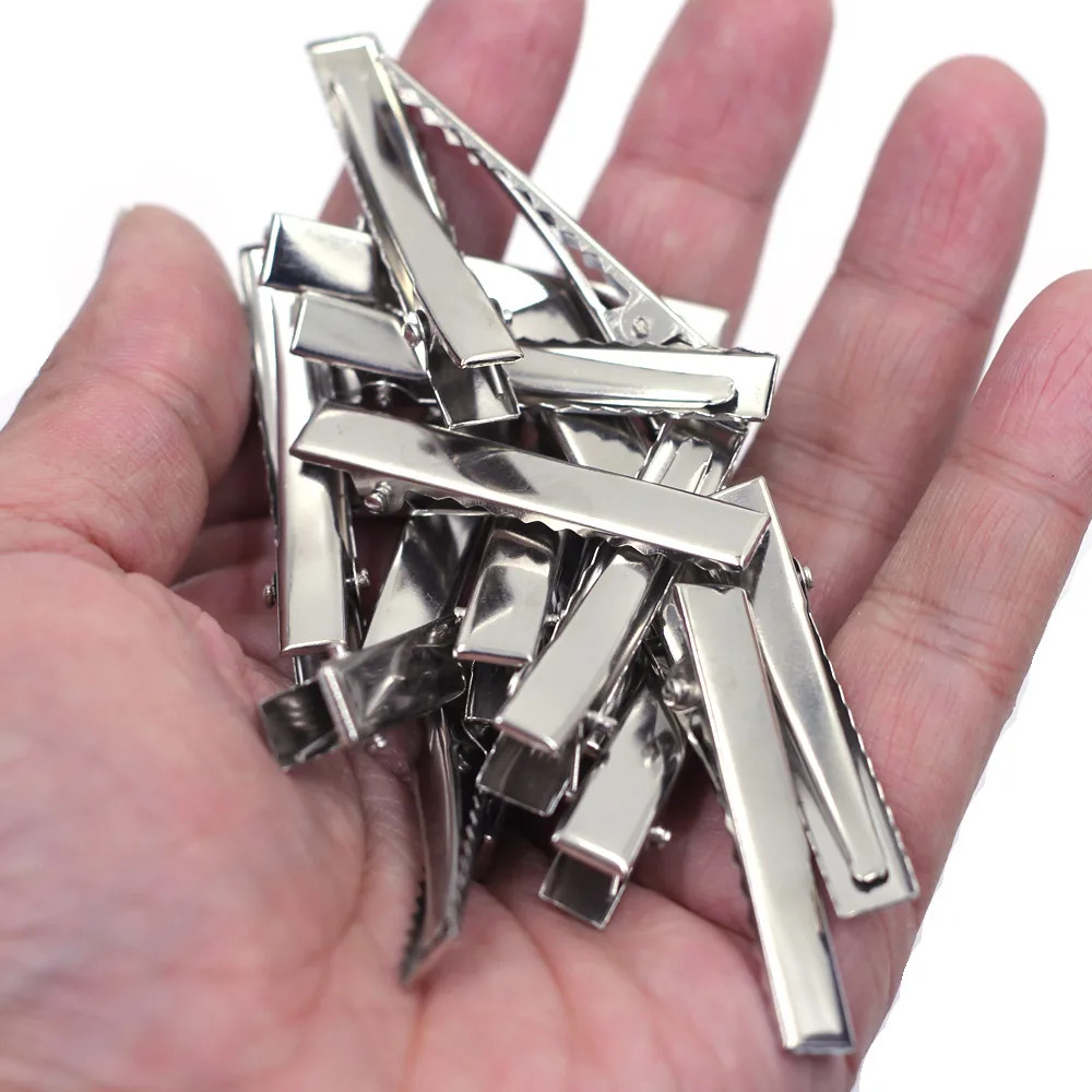 Free Shipping 750 Pcs Wholesale New DIY Silver Tone Prong Barrettes Hair Clips Charms Fashion Jewelry Findings Component 46x8mm