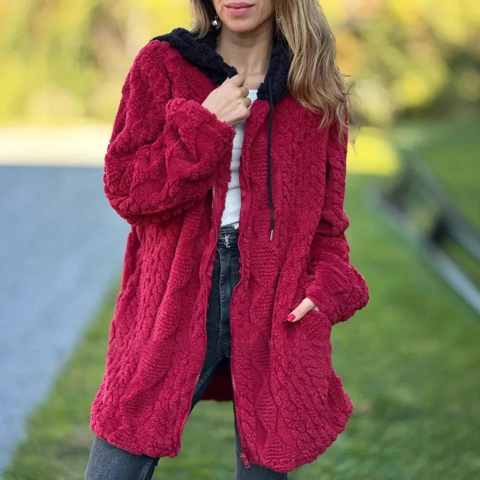 

Womans Clothing Zip Up Hoodies Winter Plush Solid Color Knitted Women's Hooded 2025 Long-sleeved Zipper Sweatshirt
