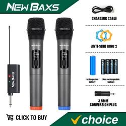 Wireless Microphone UHF Fixed Frequency 2 Channels Handheld Mic Micphone For Party Karaoke Professional Church Show Meeting