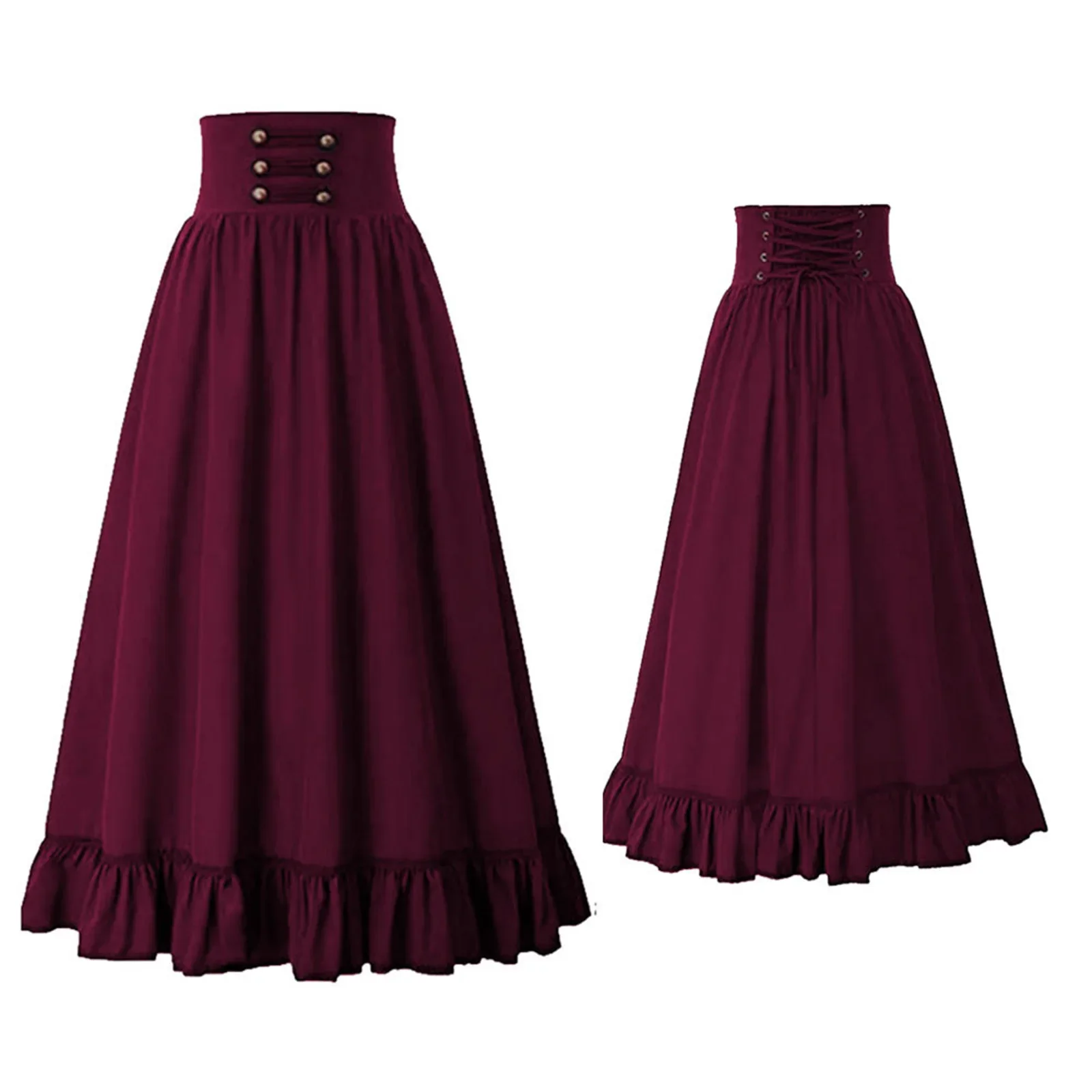 Clearance Medieval Retro Fishtail A-Line Skirt Renaissance Girl Stage Dress Halloween Costumes For Women High Waist Swing Gown