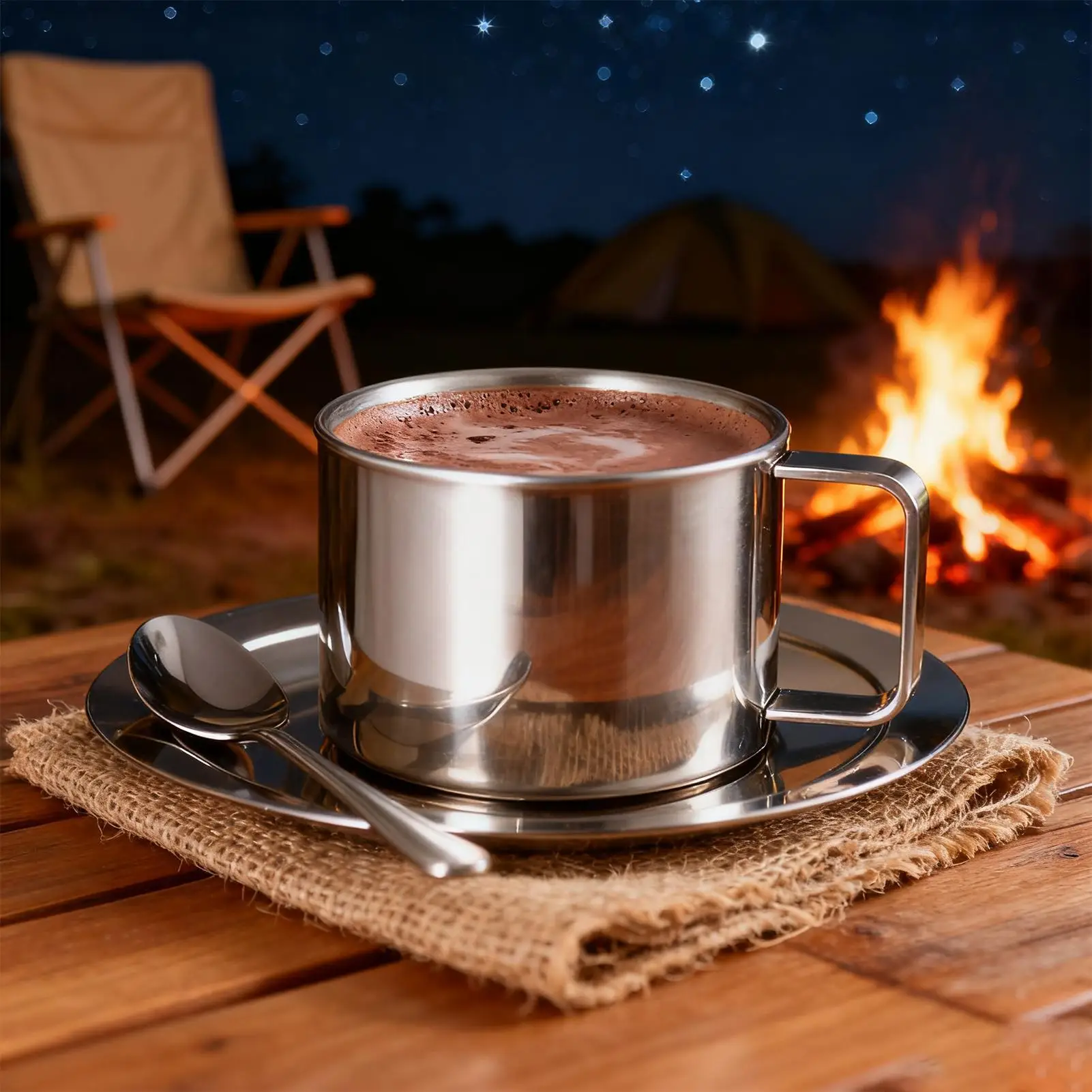 

200ML Stainless Steel Coffee Cup Double Layer Milk Cup and Saucer Set with Cup and Saucer Handle Easy To Clean and Reusable