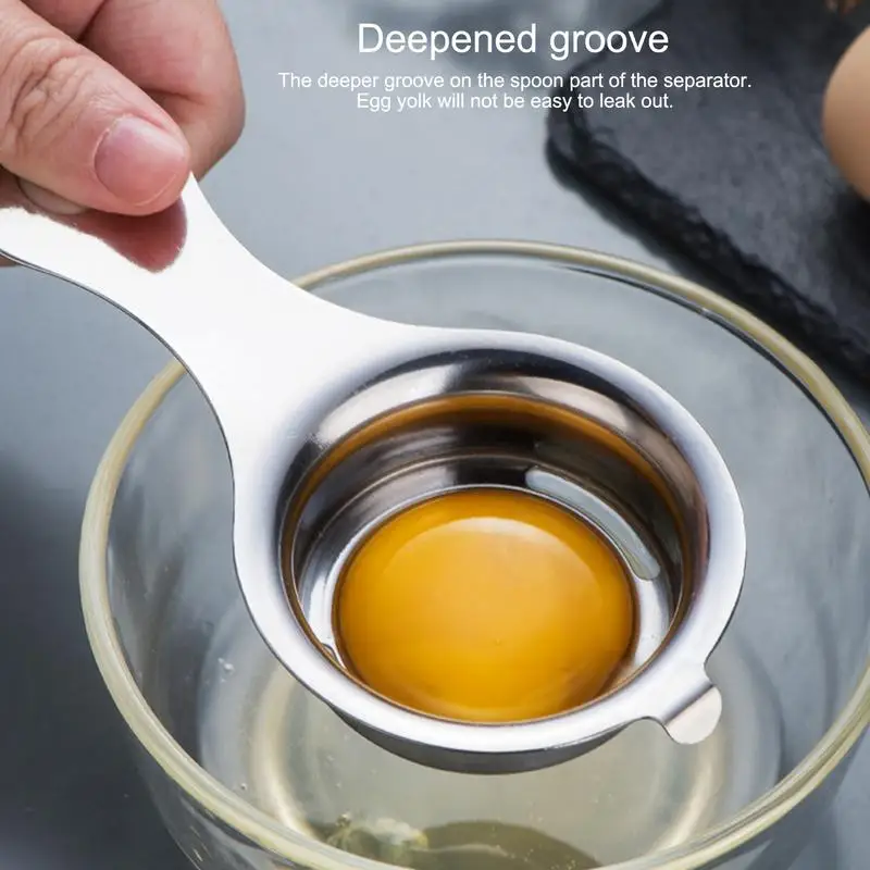 Egg Divider Kitchen Tool Space-Saving Egg Divider Stainless Steel Non-Slip Grip Efficient Kitchen Gadget For Easy Yolk