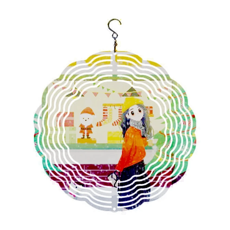 Christmas Series Wind Power White Coated Aluminum Plate Double-Sided Printing Heat Transfer Wind Chime Turntable