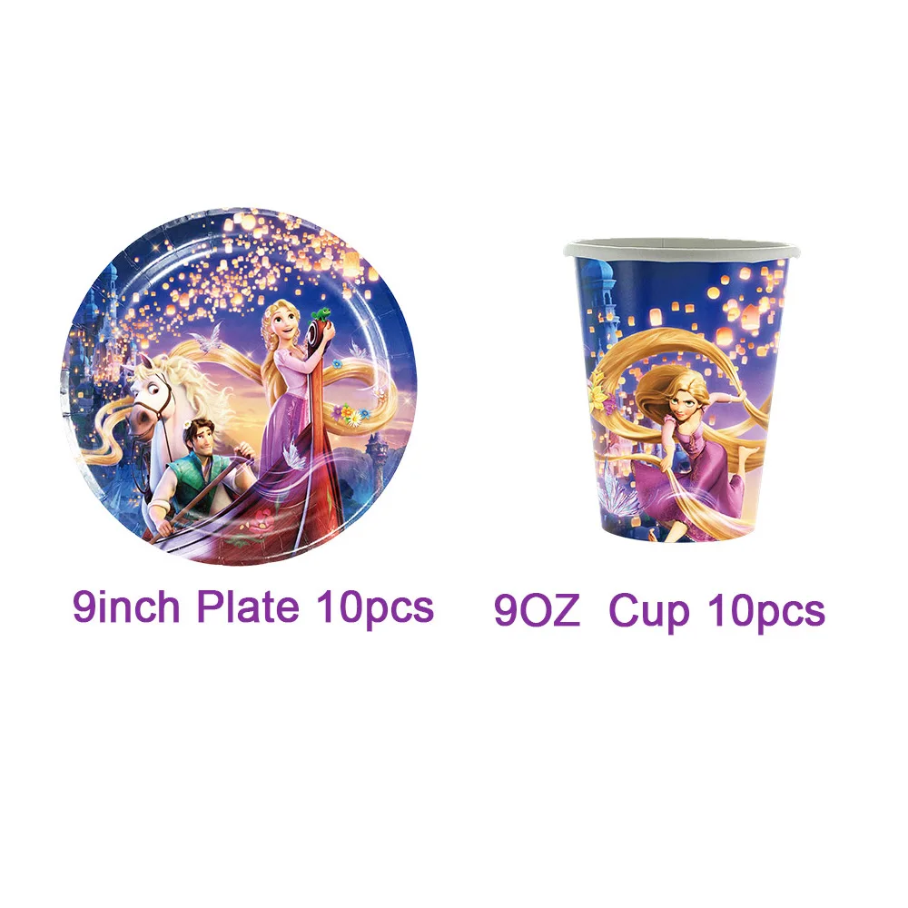Cartoon Tangled Rapunzel Thema Geburtstag Party Dekorationen Hintergrund Einweg Geschirr Luftballons Baby Dusche Banner Kinder Geschenk