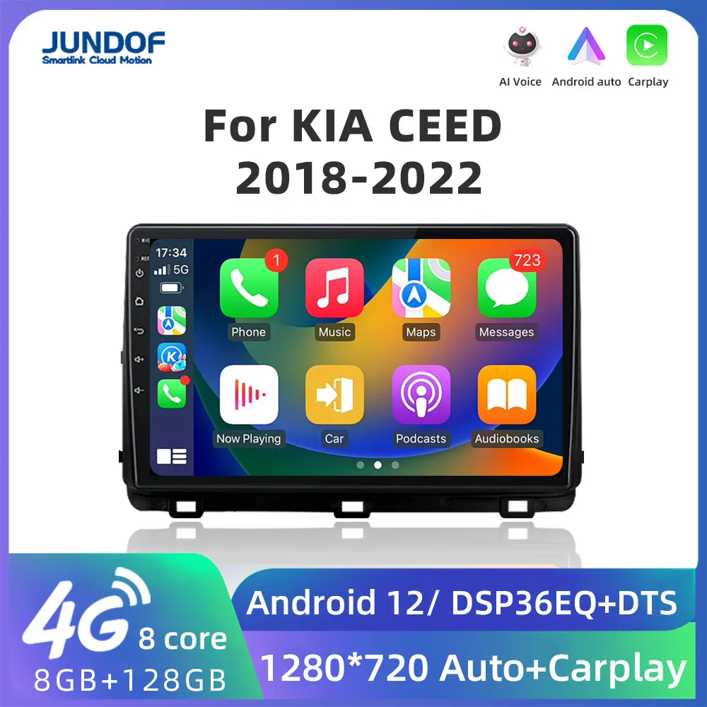 Android 12 WIFI+4G Carplay Auto Car Radio For Kia Ceed 3 CD 2018-2022 Multimedia Video Player Navigation Stereo DSP GPS No 2din