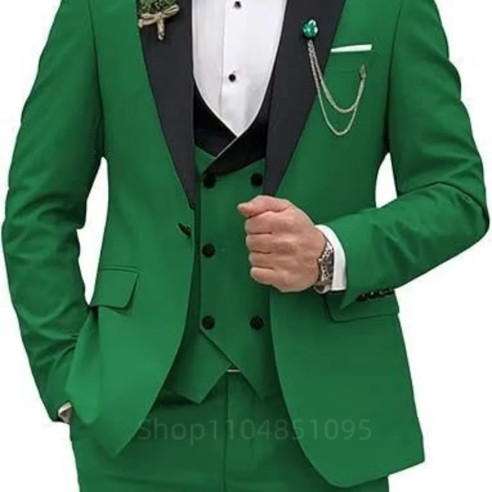 بدلة رجالية أنيقة باللون الأحمر الوردي مكونة من 3 قطع بقصة ضيقة وسترة مزدوجة الصدر طقم سراويل لحفلات الزفاف والعريس وحفلات العمل #6