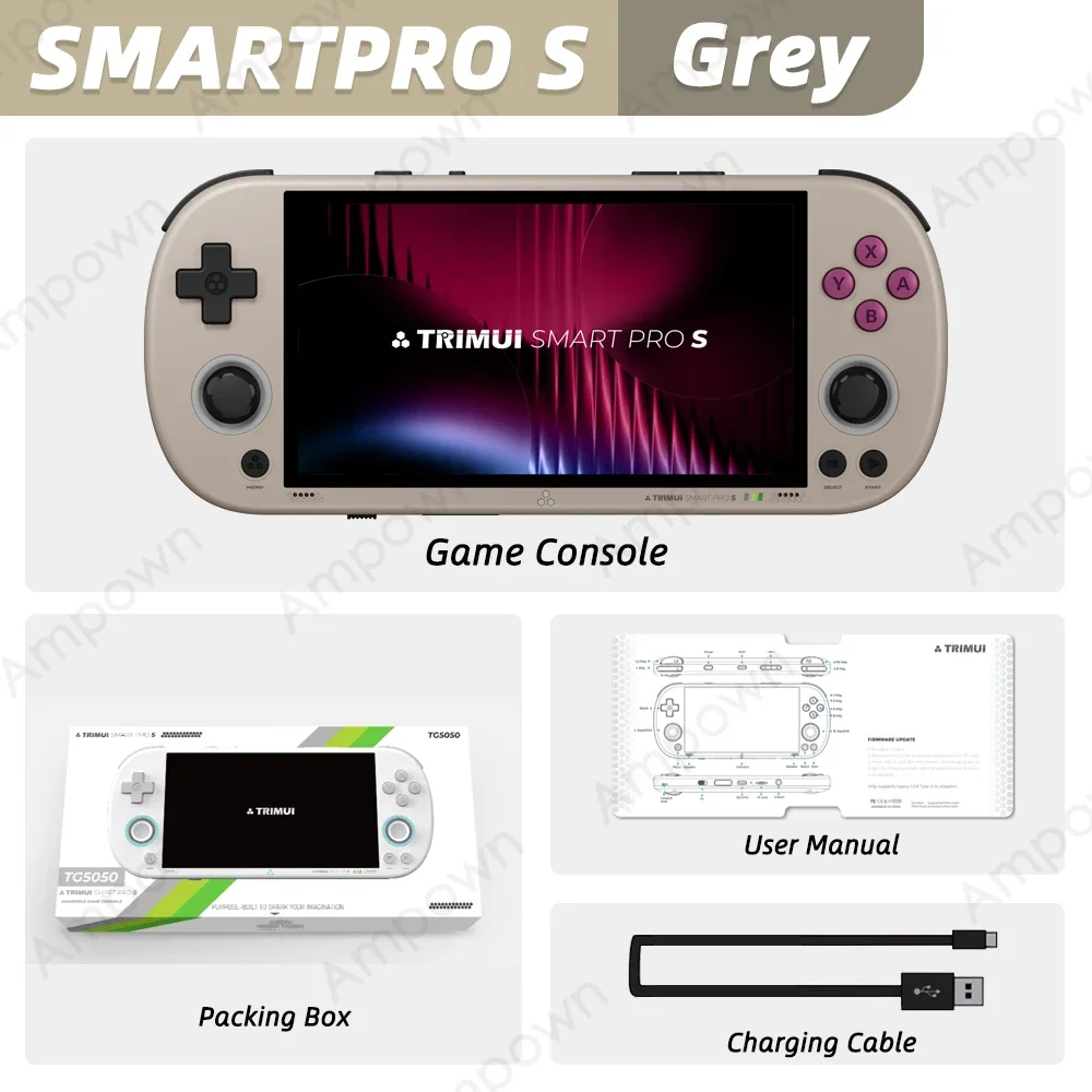 TRIMUI SMART PRO S Handheld Game Console 4.96''IPS Scherm Allwinner A523 Processor Hall Joystick RGB Verlichting TG5050 Game Player