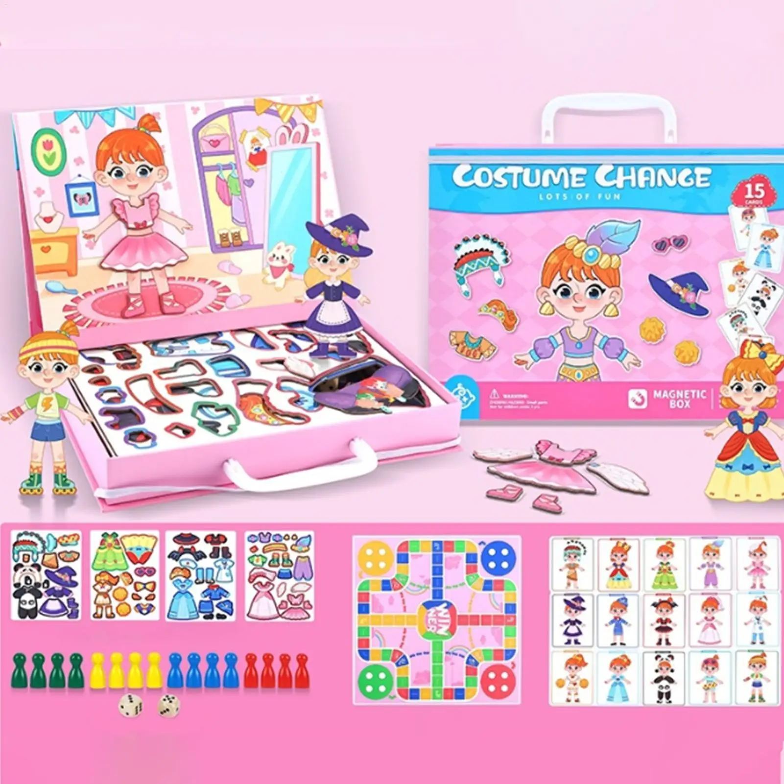 子供向け磁気パズル 両面ごっこ遊びゲーム 顔のドレスアップパズル 子供用 女の子 ティーン 幼児 家族 学校 自宅用