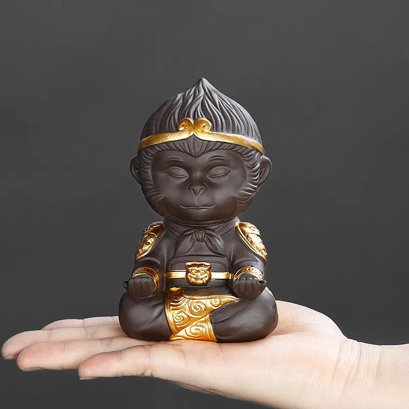 Chinese Purple Clay Kung Fu Tea Set Monkey King Tea Pet for Home Decoration Tea ceremony Purple clay accessories