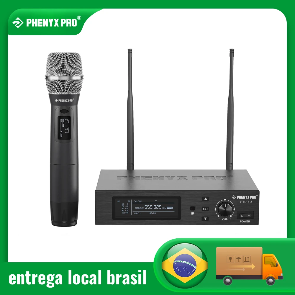 Sistema de microfone sem fio True Diversity Conjunto de microfone sem fio único com varredura automática UHF Microfone dinâmico profissional para igreja PTU-1U