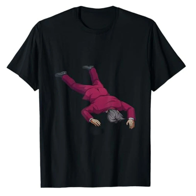 

Коллекция расследований Ace Attorney Faceplant Edgeworth Футболка с юмором Забавный наряд с рисунком саспенса Футболка с короткими рукавами и надписью