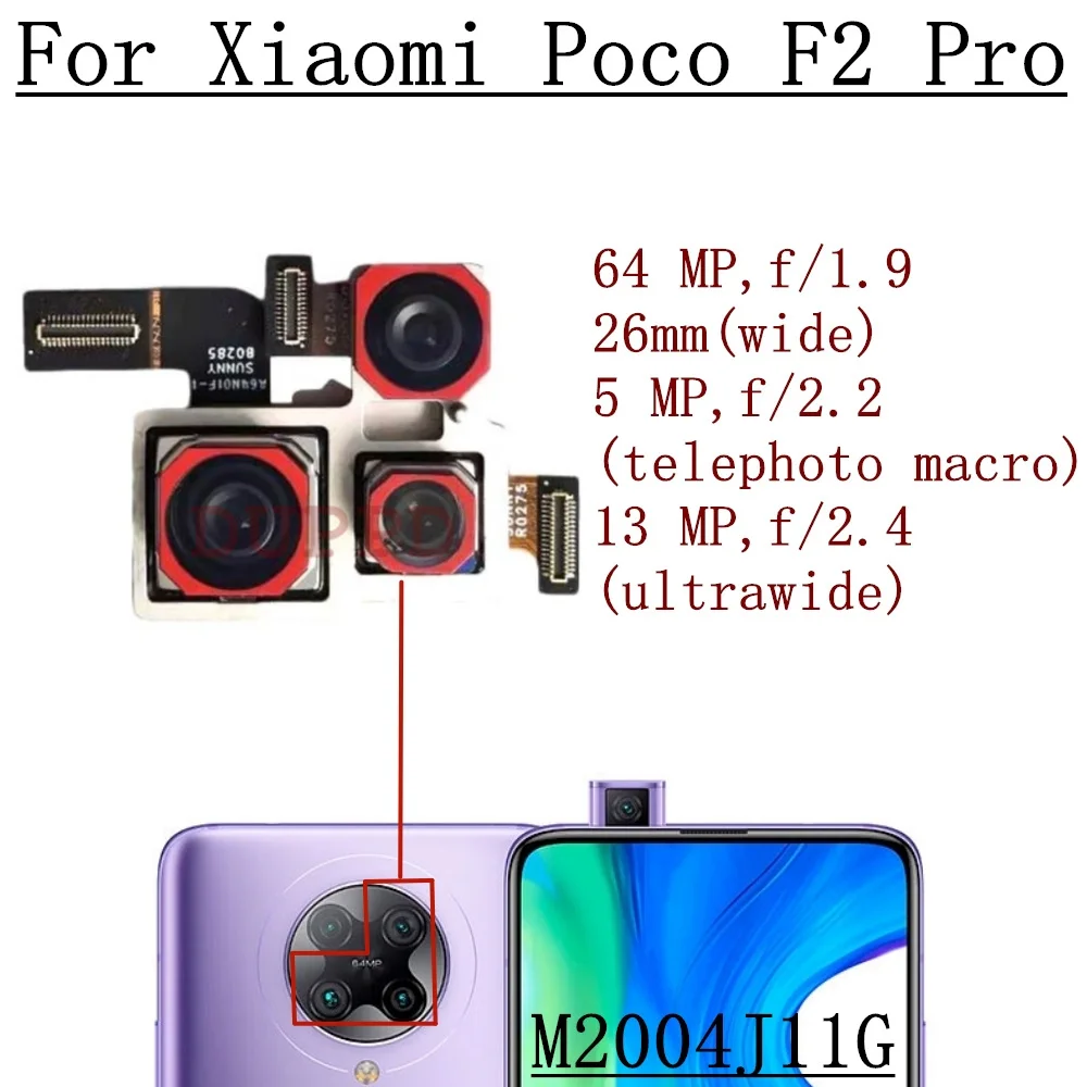 Rear Camera For Xiaomi Poco F2 Pro F3 F4 GT F3GT F4GT F5 Pro Back Facing Main Backside Camera Module Flex Repair Spare Parts