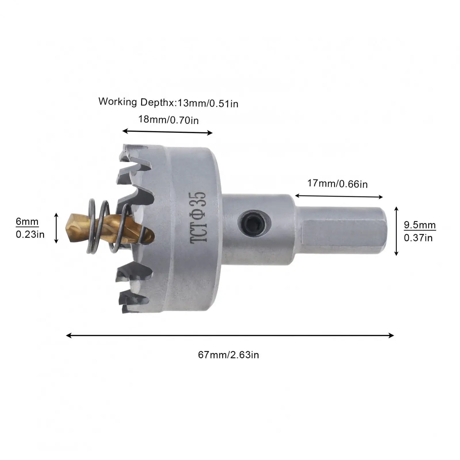 Imagem -02 - Hard Alloy Hole Saw Cortador de Broca Metal Ferro Plástico Madeira Perfuração Titânio Tct 35 mm Aço Inoxidável