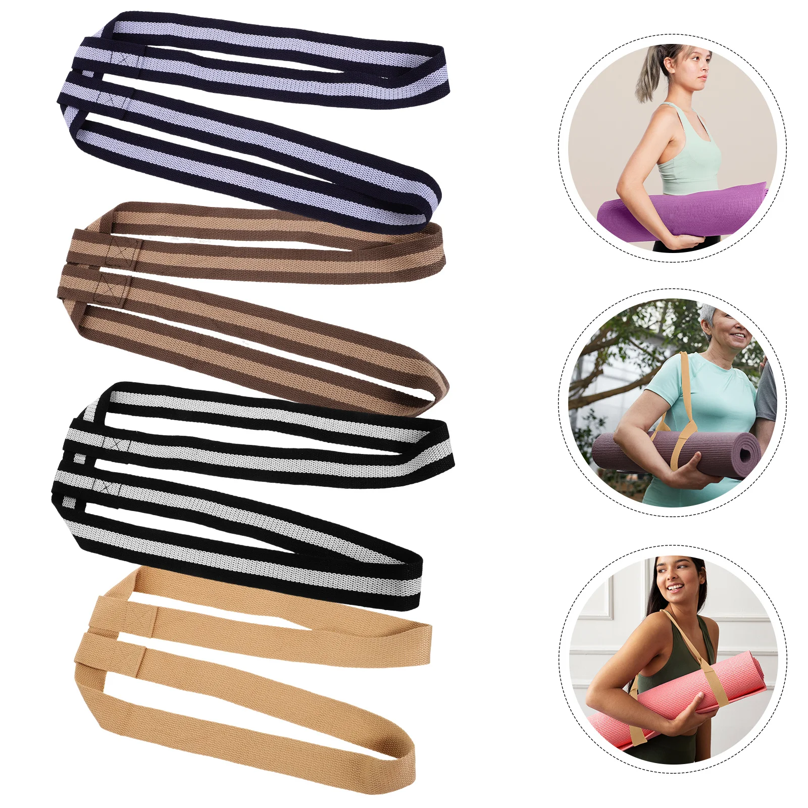 

4Pcs Yoga Mat Carrying Strap Sturdy Secure Fit for All Sizes Lightweight Foldable Exercise Training Accessory Yoga Mat Strap