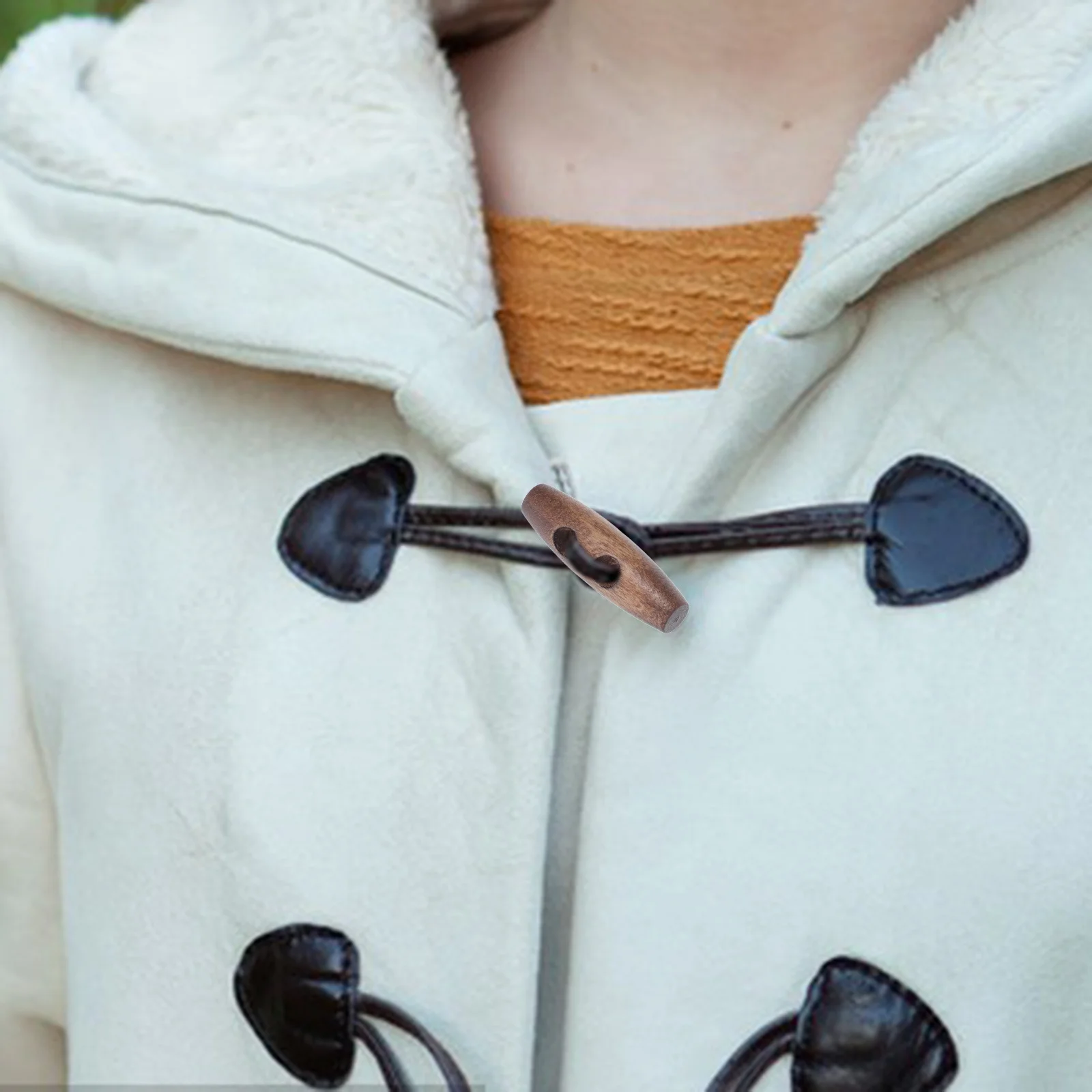 

50Pcs Wooden Buttons Light Coffee Unique Design Durable Wood Craft Accessory 2 Holes Sewing Knitting Scrapbook