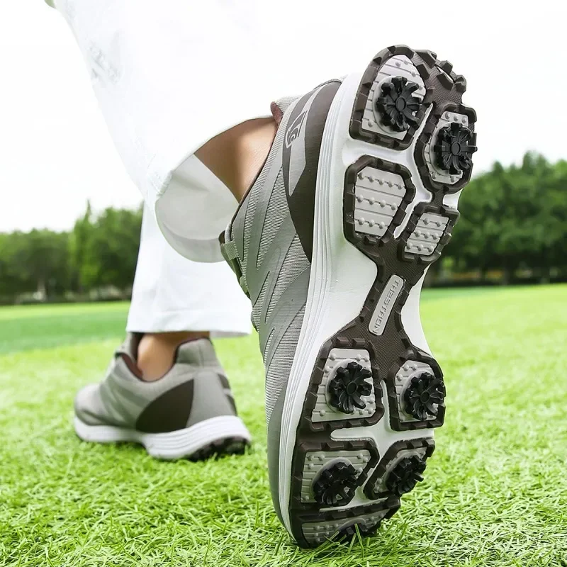 Spikes Golf Shoes para homens, tênis de golfe profissional masculino leve, novo