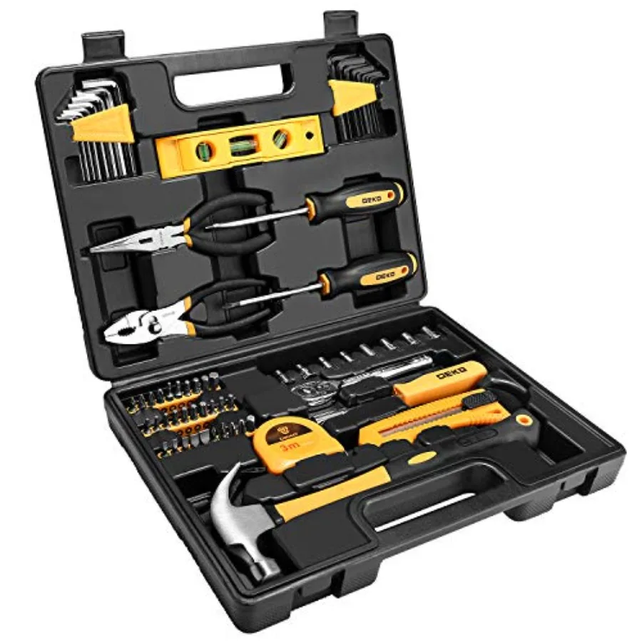 

【Spot goods】65 Pieces Tool Set General Household Hand Tool Kit with Storage Case Plastic ToolBox