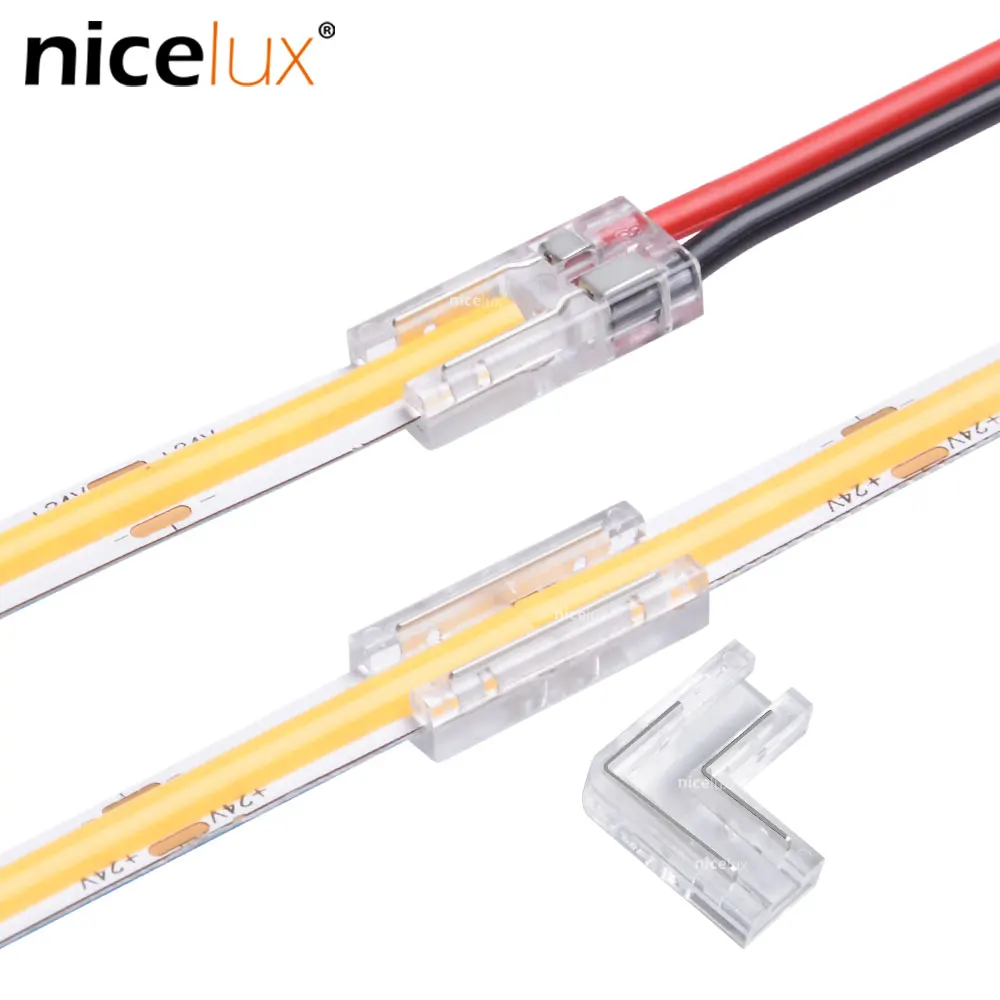 5x Free Welding Quick Connector 2Pin 5mm COB LED Strip Light Connectors Strip to Strip Wire Joint Solderless U/L Shape Connector