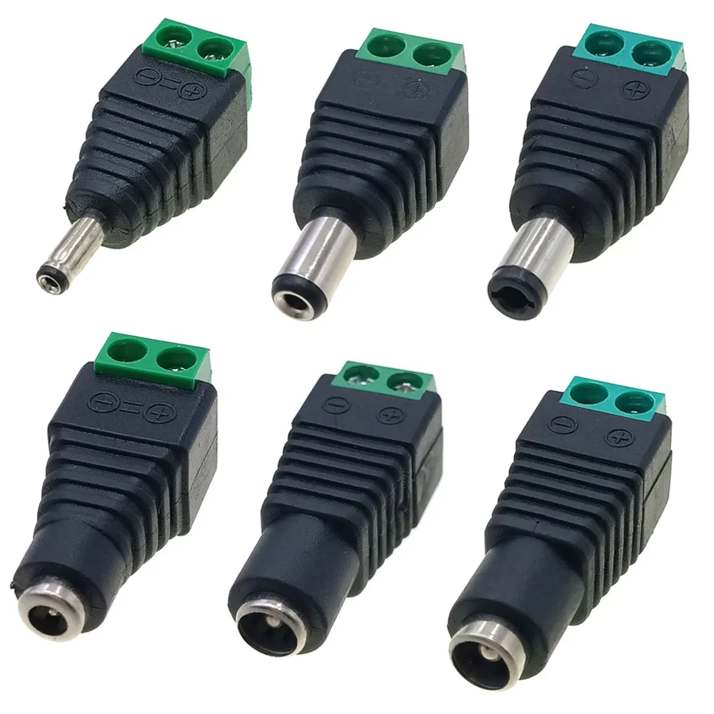 Male and female DC Power plug 3.5*1.35mm 5.5 x 2.1mm 5.5*2.5mm 12V Jack Adapter Connector Plug For CCTV Single Color LED Light