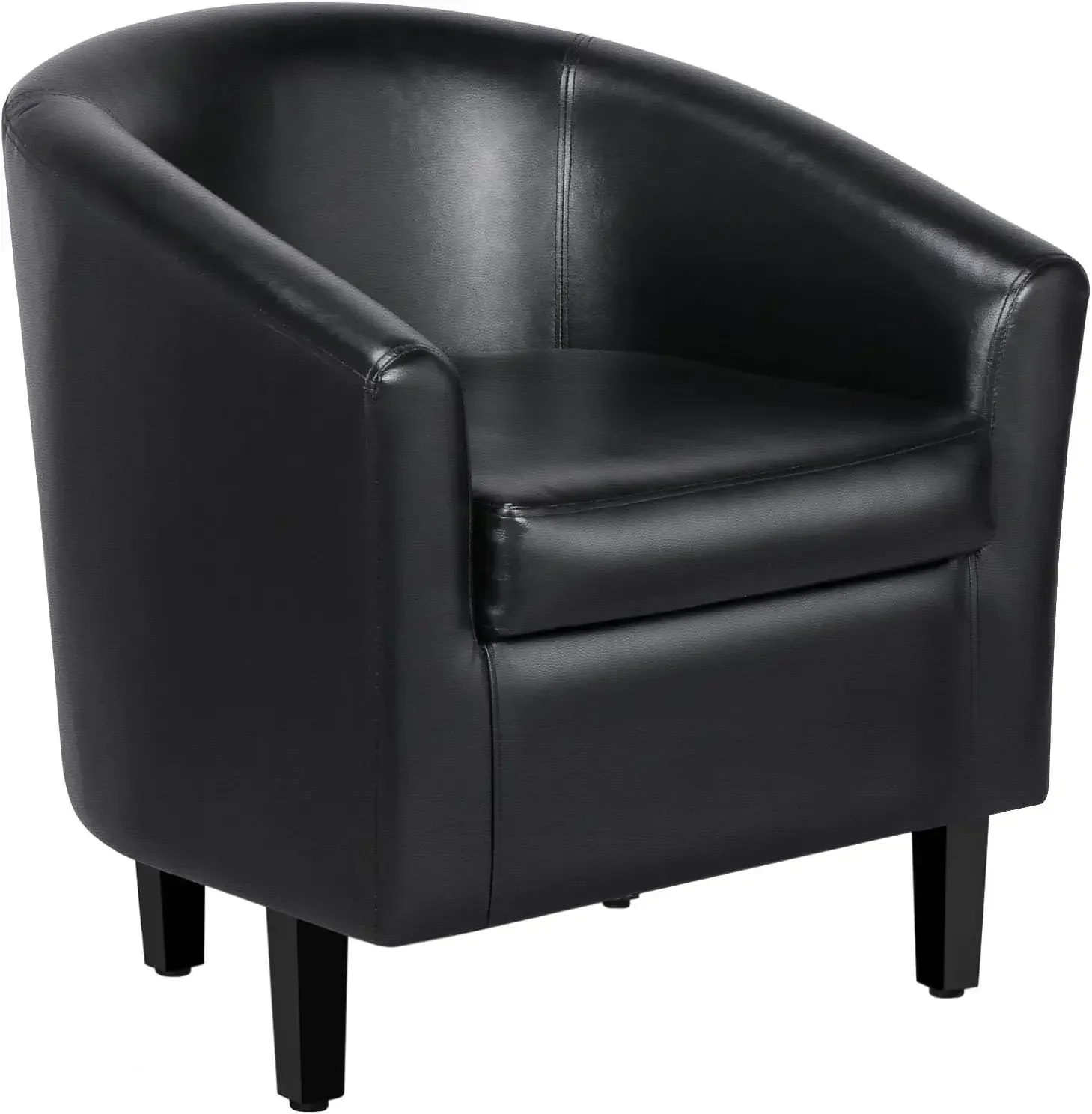 

For Barrel Chair, Faux Leather Accent Chair, Leather Armchair Club Chair with Soft Padded and Sturdy Legs for Living Room/Bedroo