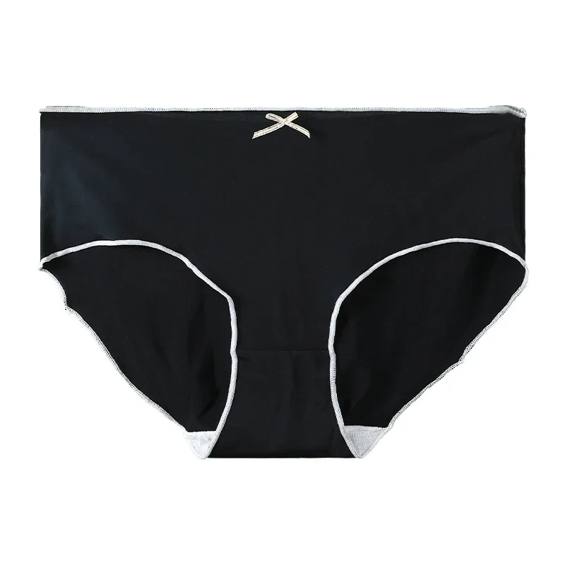 5PCWomen's ice silk underwear, simple and comfortable, pure cotton crotch, summer thin triangle pants, mid-waist, Japanese-style