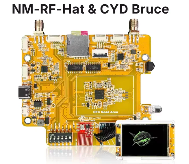 NM-RF-Hat Companion Multi-Band RF Module for ESP32-2432S028 Bruce CYD CC1101 nRF24 PN532 with IR TX/RX 433M OOK Power Management