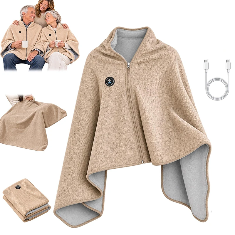 New Autumn Winter Heated Shawl USB Heated Office Blanket 3-speed Adjustable Warming Cover Blanket Portable Wearable Blanket