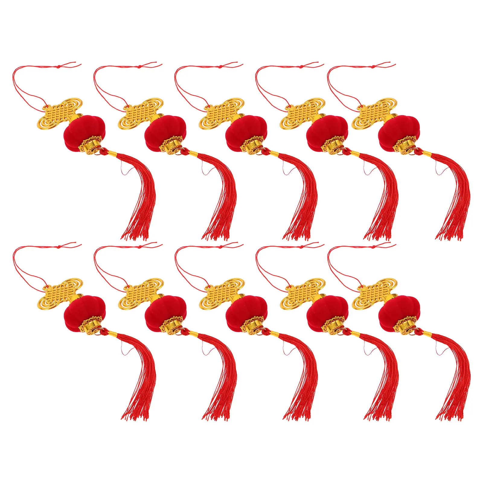 10Pcs Mini Chinese Knot Lantern Pendants 2026 Year of The Chinese Knot Lucky Charm Decor for Lunar New Year Tree Door Window