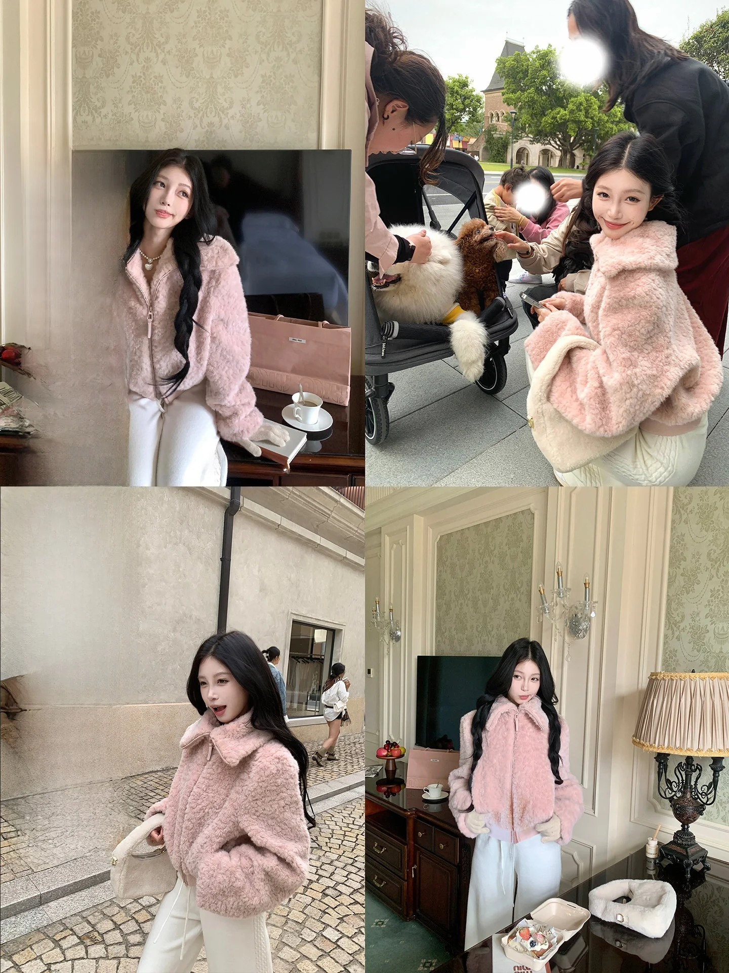 

Pinksoya Sweet Soft Sle Collared Furry ort Coat Women's Winter Warm Casual Loose Fit Long Sve Polyester Fiber Outerwear