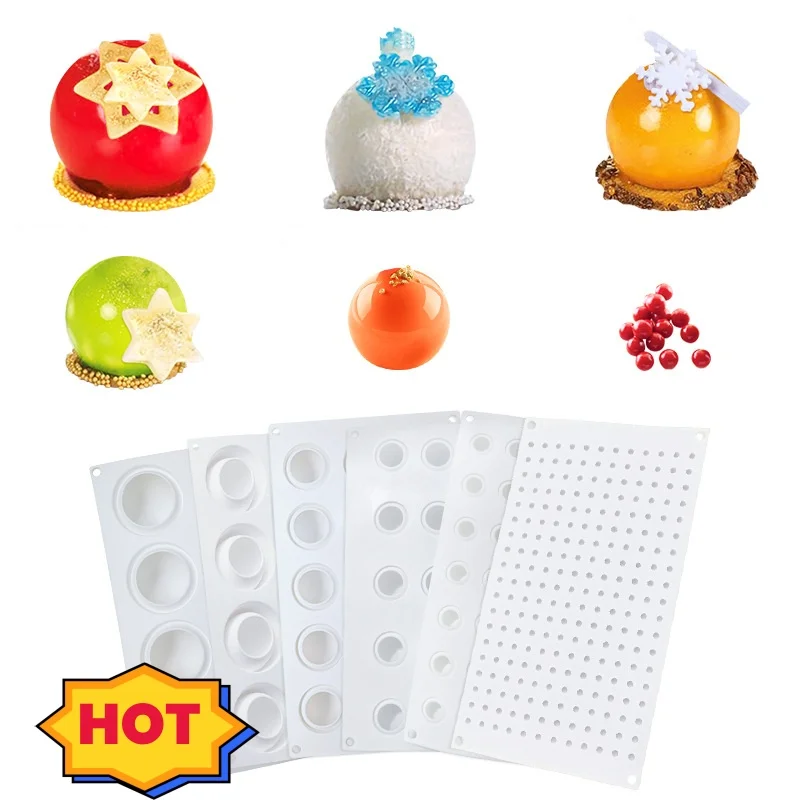 Moule 3D en Silicone boule de truffe, moules à Mousse à Dessert de forme sphérique, boule de chocolat, décor de gâteau, moule à muffins, outil de pâtisserie