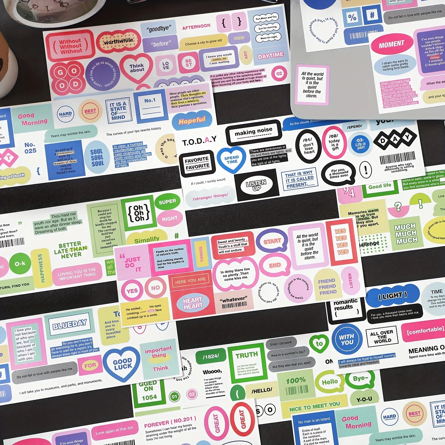 6 Sheets Simple ins Label  Stickers for Scrapbooking DIY Decorative Material Collage Journaling