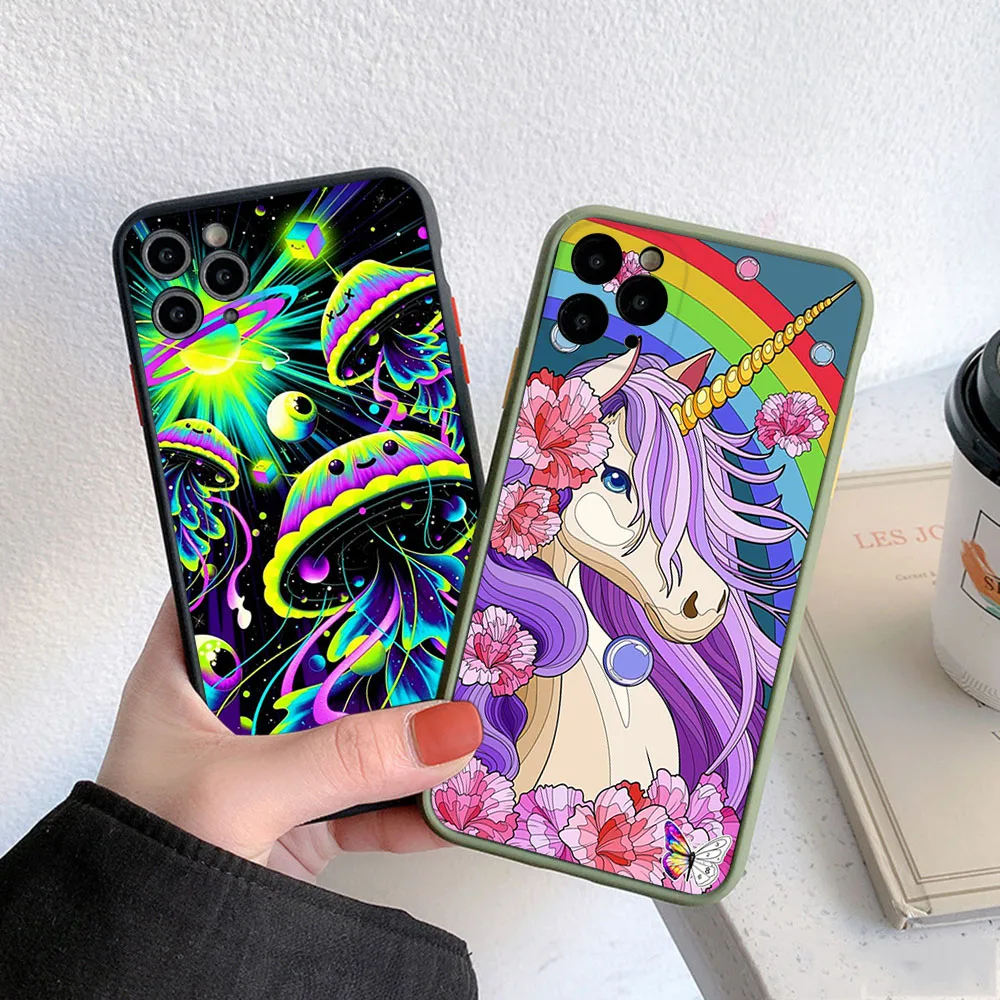 Phone Case For iphone 16 15 14 Pro Max 7 8 Plus 11 12 13 Mini XR XSMax Abstract Hourglass Panda Dragon Matte Translucent Cover