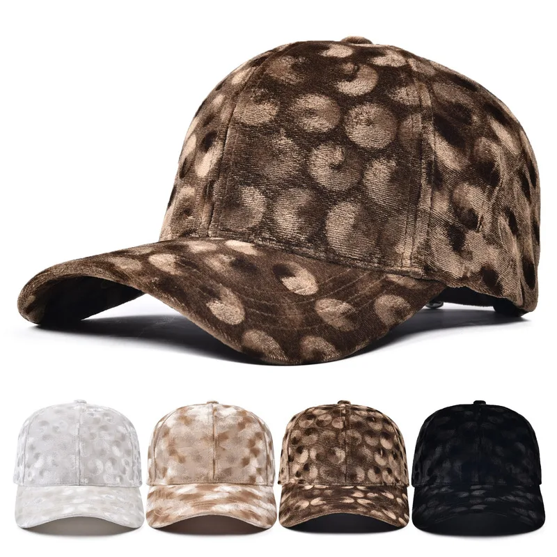 Trendy retro gradient leopard print baseball cap for men and women, new autumn fashion, stylish and versatile