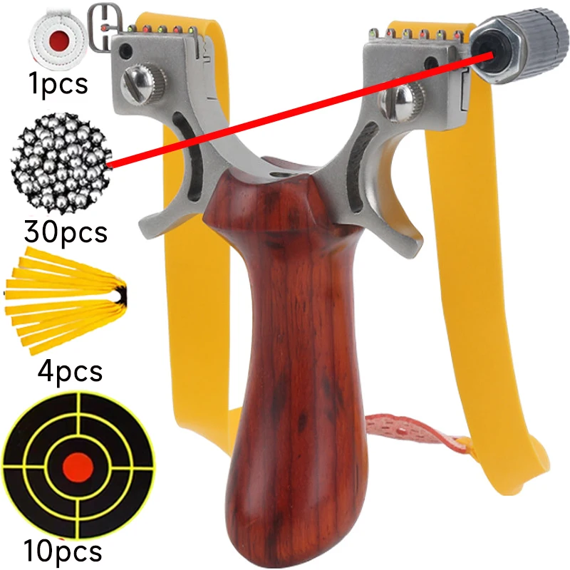 Slingshot Laser com Cabo de Madeira Vista de Alta Precisão Caça Catapulta ao ar Livre Flat Rubber Band Slingshot Tiro Aço Inoxidável