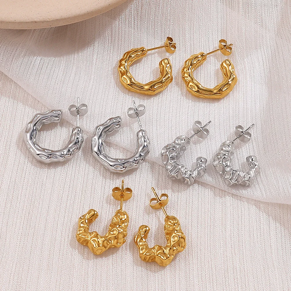 الفولاذ المقاوم للصدأ القلب أقراط للنساء 2025 تتجه الذهب اللون غير النظامية هوب القرط ثقب مجوهرات الحفلات هدايا aretes #1