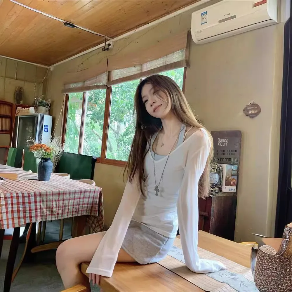 

Женский летний тонкий комплект Pure Desire Style с V-образным вырезом и топом-бюстье, модный повседневный спортивный костюм