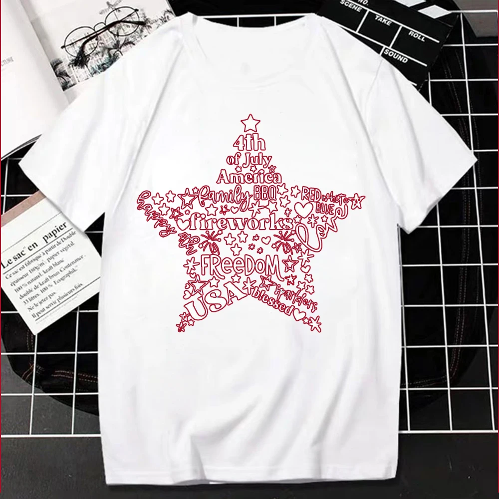 July America Star Freedom Patriotic Independence Day Shirts Patriotic Family High Quality Cotton Unisex New Style Hot Sale