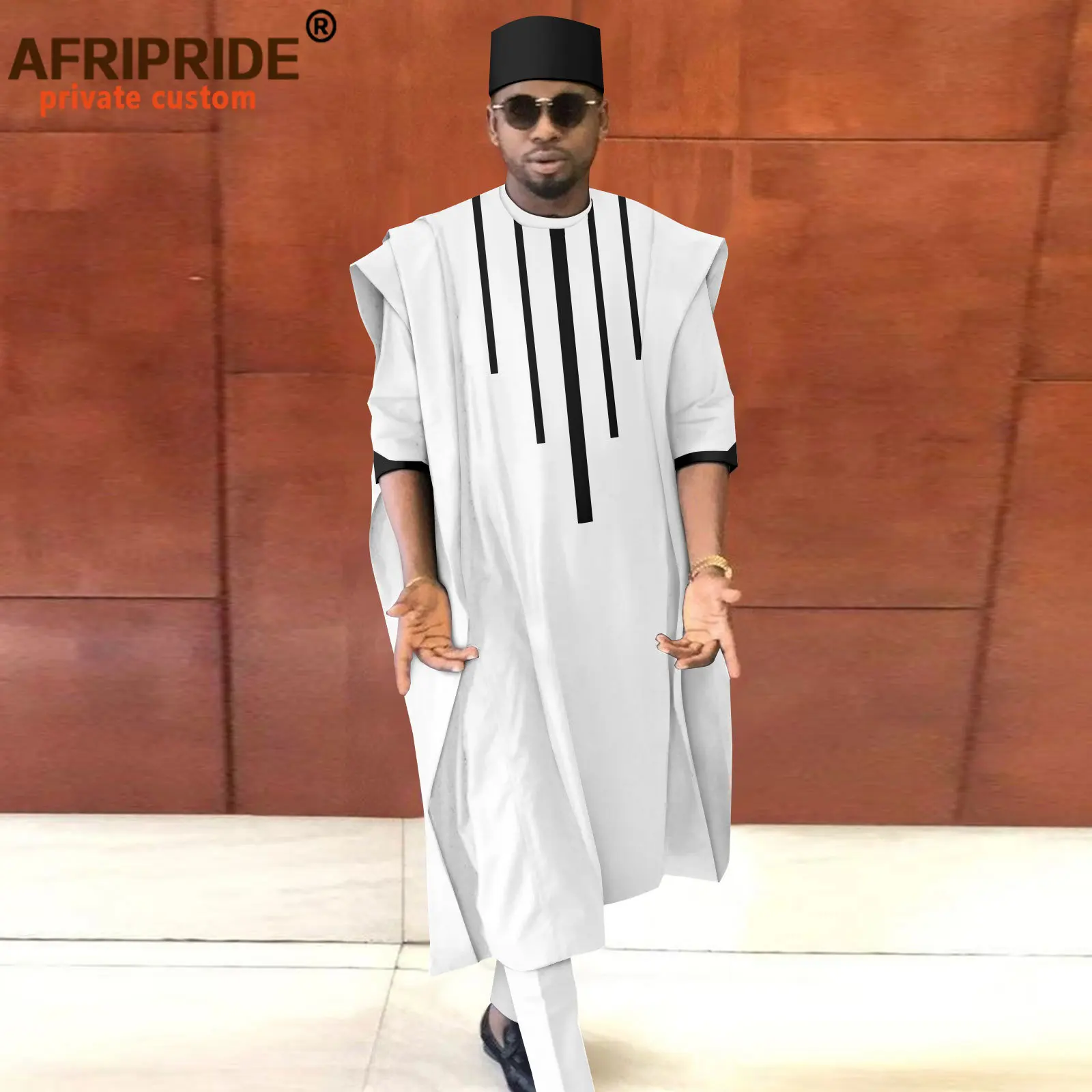 Ropa africana para hombres Dashiki Agbada camisas pantalones y sombrero tribal conjunto de 3 piezas trajes Dashiki traje tradicional A 2216165