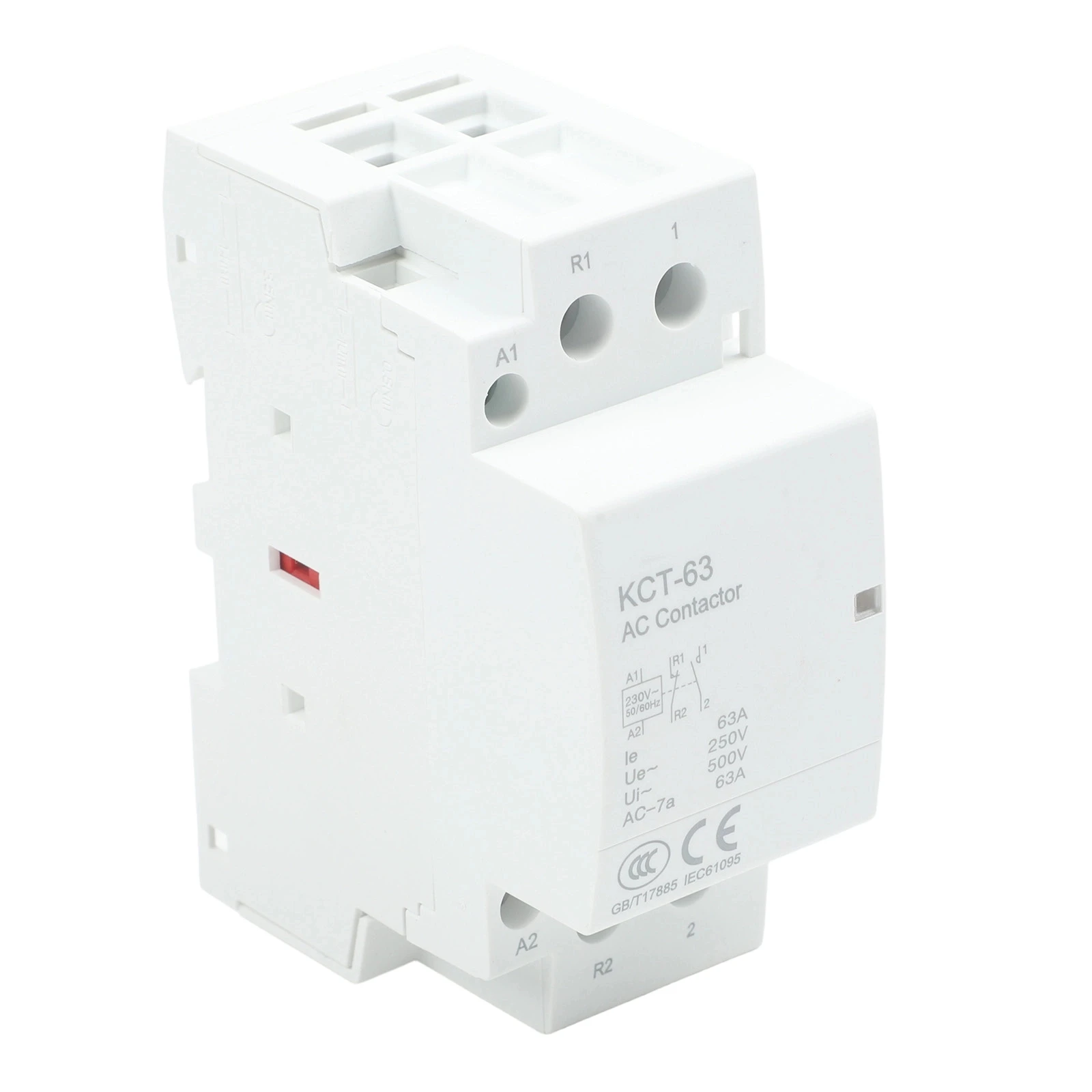 Contactor de CA para el hogar, 1 unidad, 230V, 2P, 63A, 1NO1NC, 36*68*85mm, 50/60Hz, interruptor de contactor modular