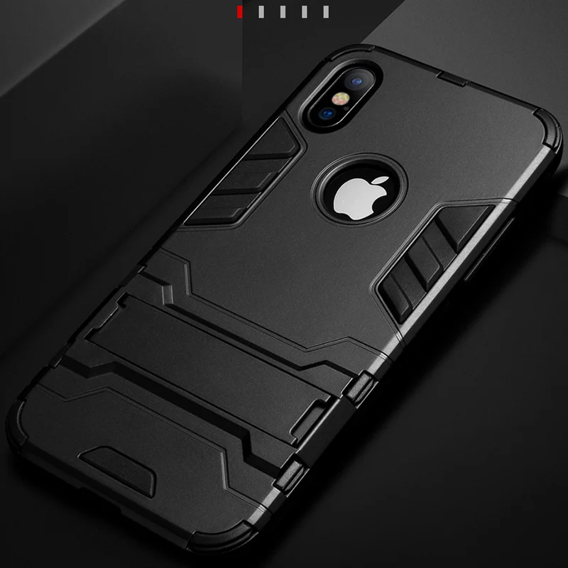 Armor Stand Case for Apple iPhone X XS XR XS MAX PC Hard Shockproof Kickstand Soft Back Cover Shell for iPhone X Xs Max XR