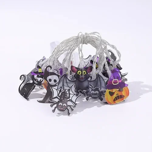 1.5m 10led luzes da corda de halloween bruxa morcego abóbora alimentado por bateria atmosfera lâmpada decoração de halloween para casa lâmpada festiva