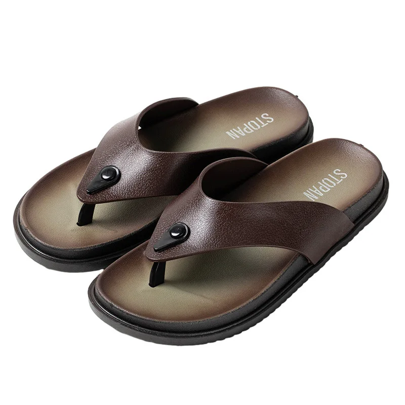 Men's Flip Flops Summer Slippers Anti Slip Flat Heels Home Slippers Fashionable Sandals Beach Shoes Flip Flops
