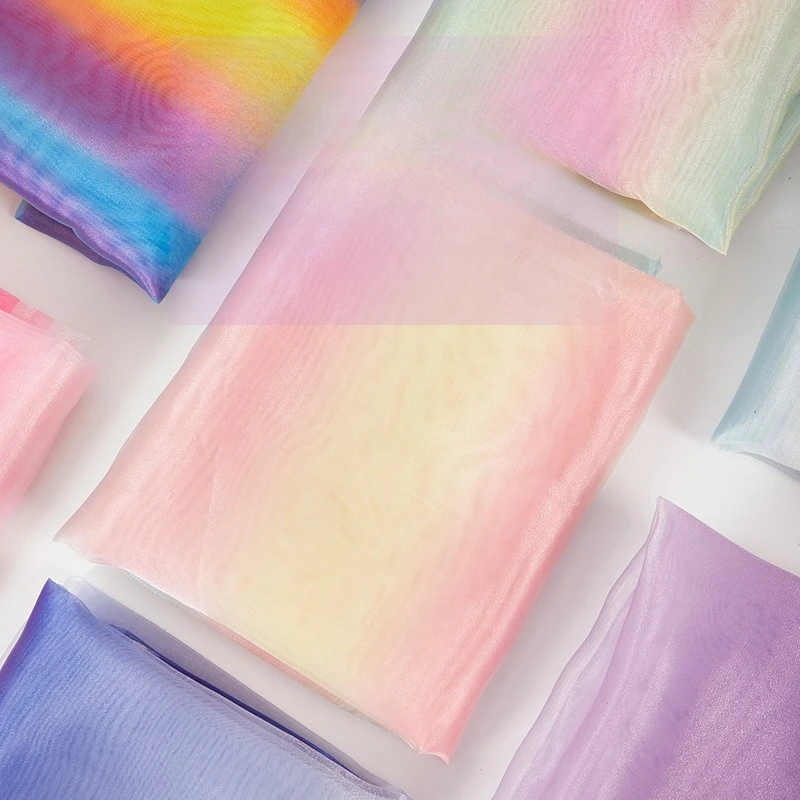 Dreamy Rainbow Gradient Organza Fabric, 3‑Strand Sheer Gauze for Wedding Dress, Curtain, Stage Backdrop & Costume Decor view 4