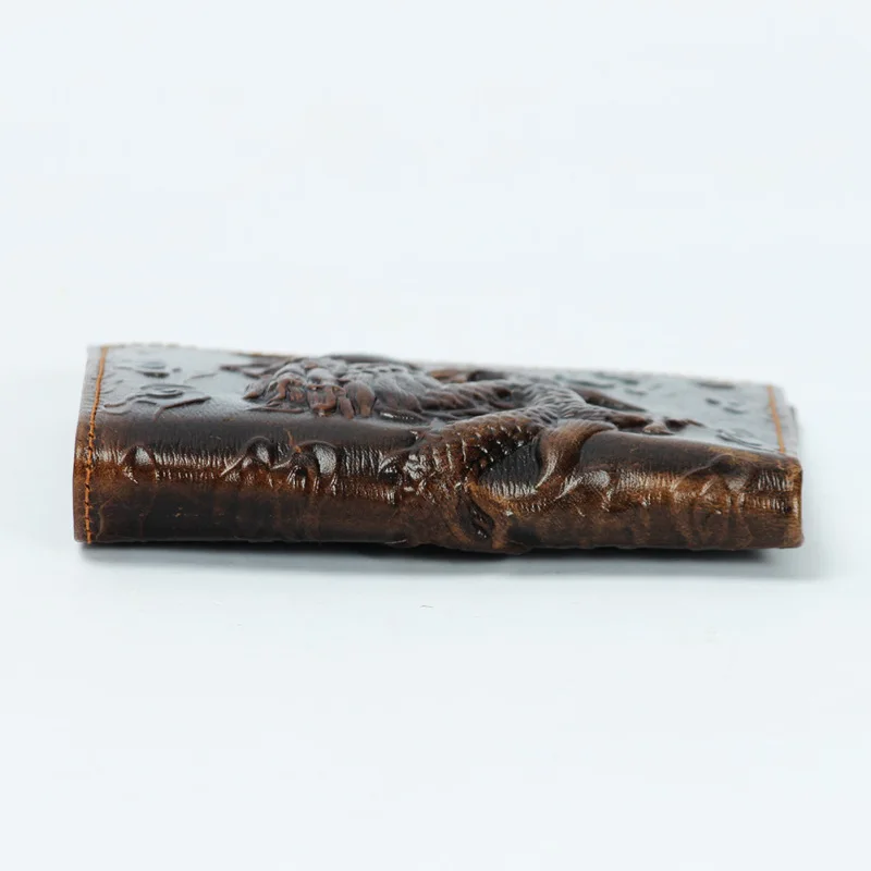 Dragon-Embossed Top-Grain Leather Wallet - Slim Pull-Up Leather Bifold with Horizontal & Vertical, Compact RFID-Secure Purse